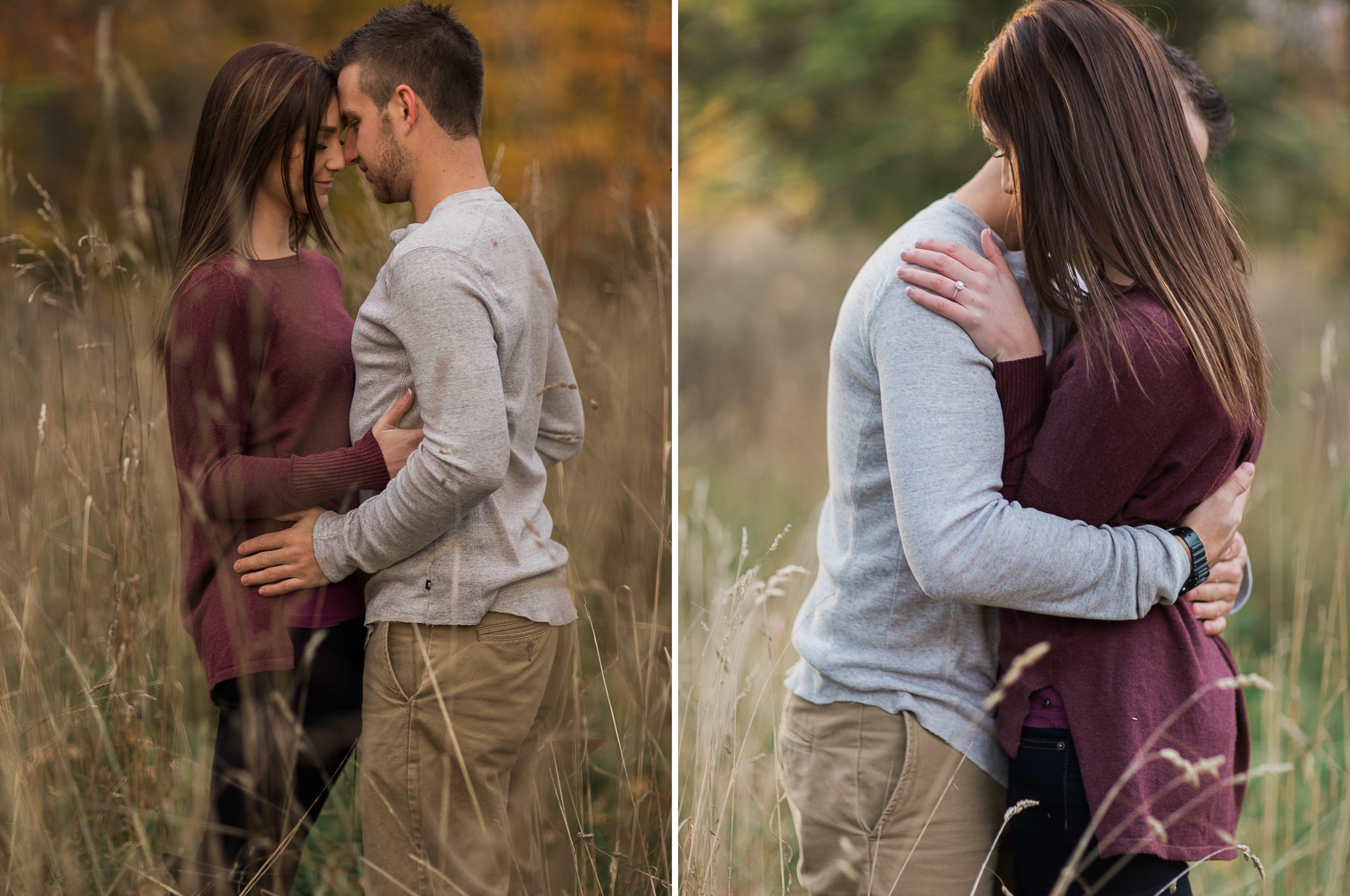 Port Hope fall shoot with couple in the tall grass.