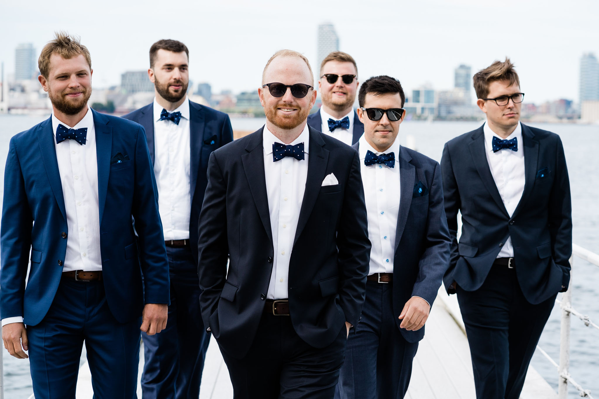 The groomsmen looking cool like Risky Business!