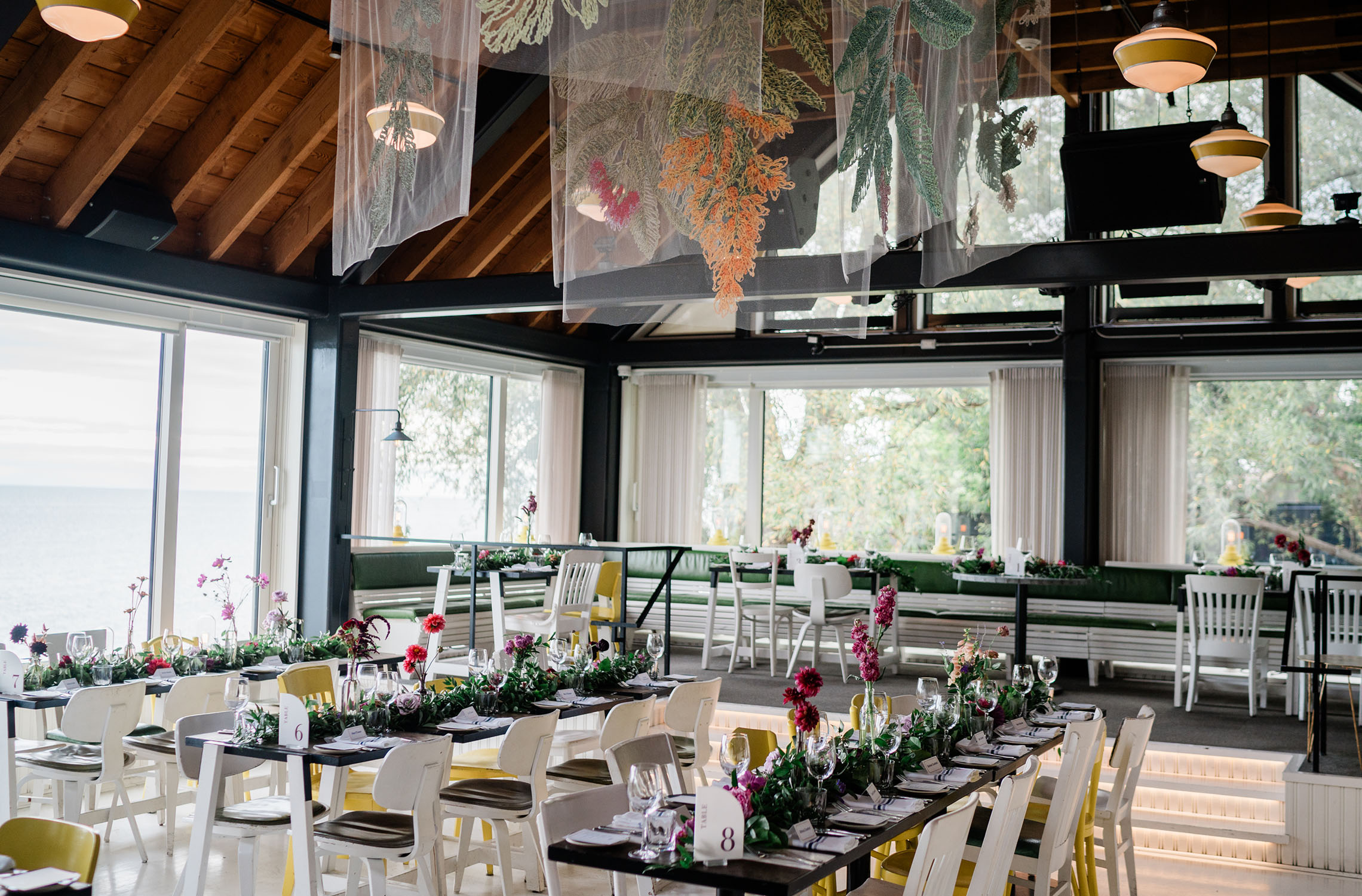 Wedding reception details in Drake Devonshire dining room