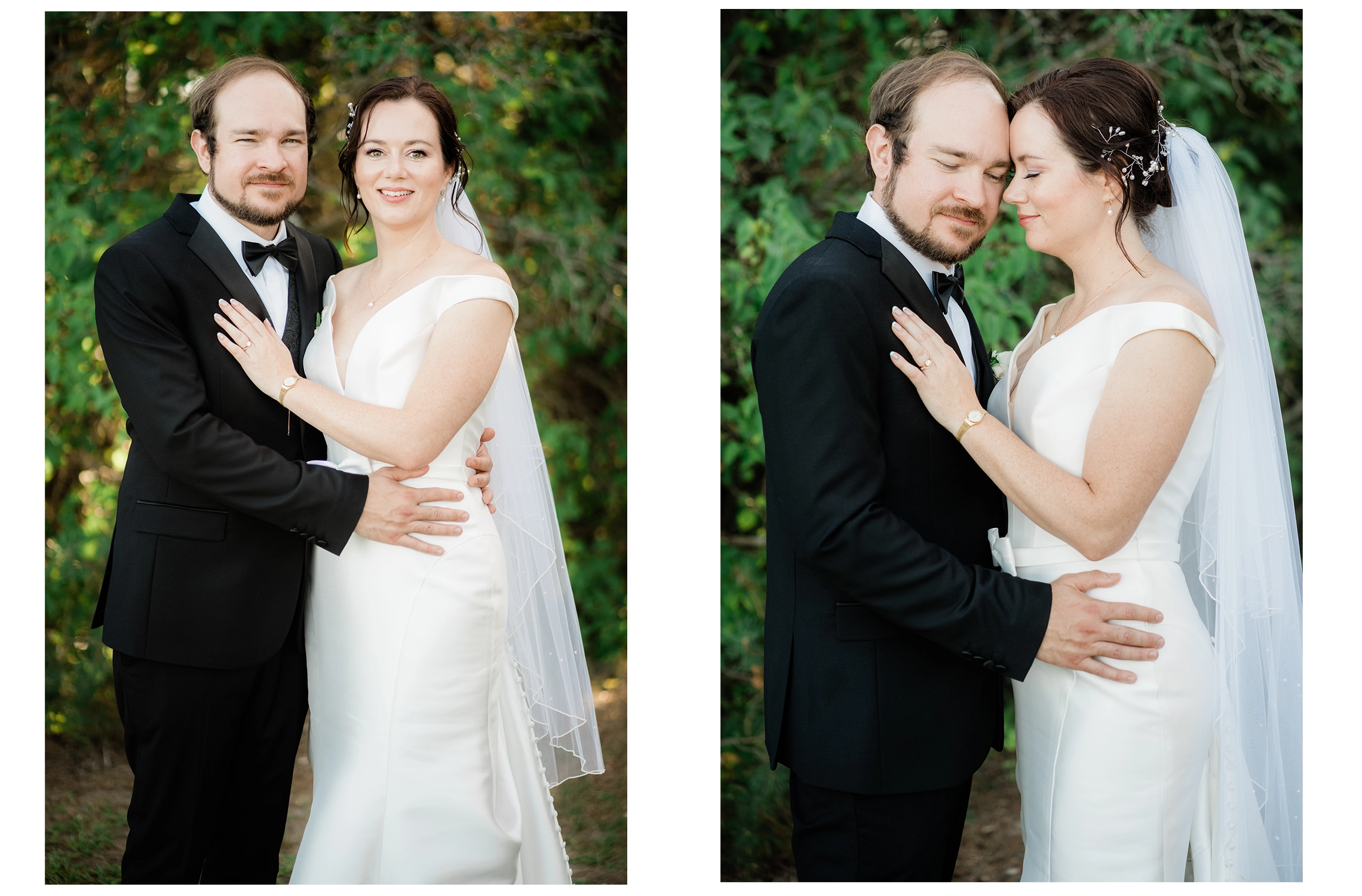 Bride and groom in open shade at Trail Hub in Ajax Ontario